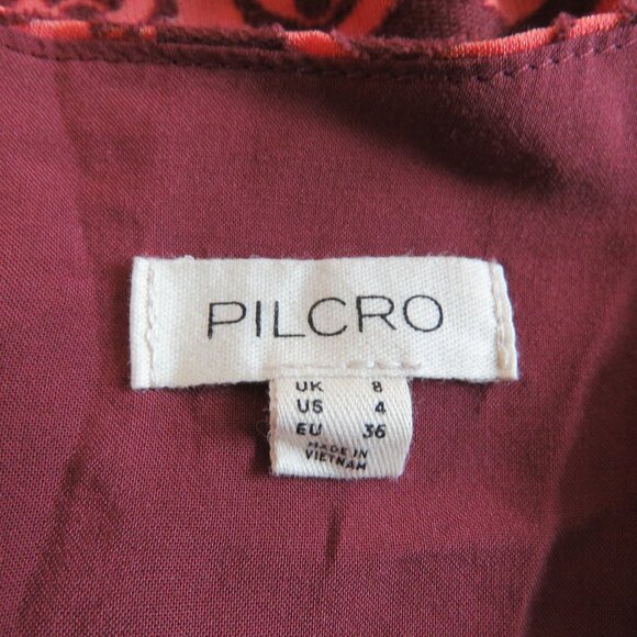 ANTHROPOLOGIE PILCRO Crimson Cotton Pilcro Burnout V-Neck Velvety Dress - Size 4 - Picture 15 of 16